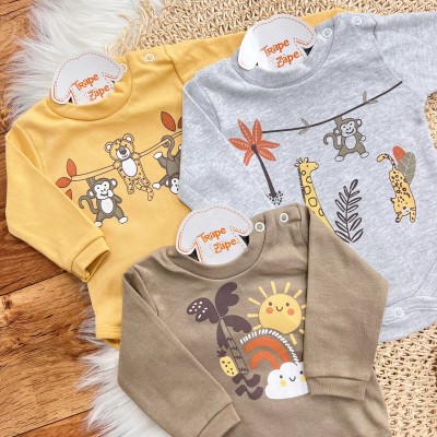  Kit 6 Peças - Safari Circus - Mostarda, Mescla e Marrom